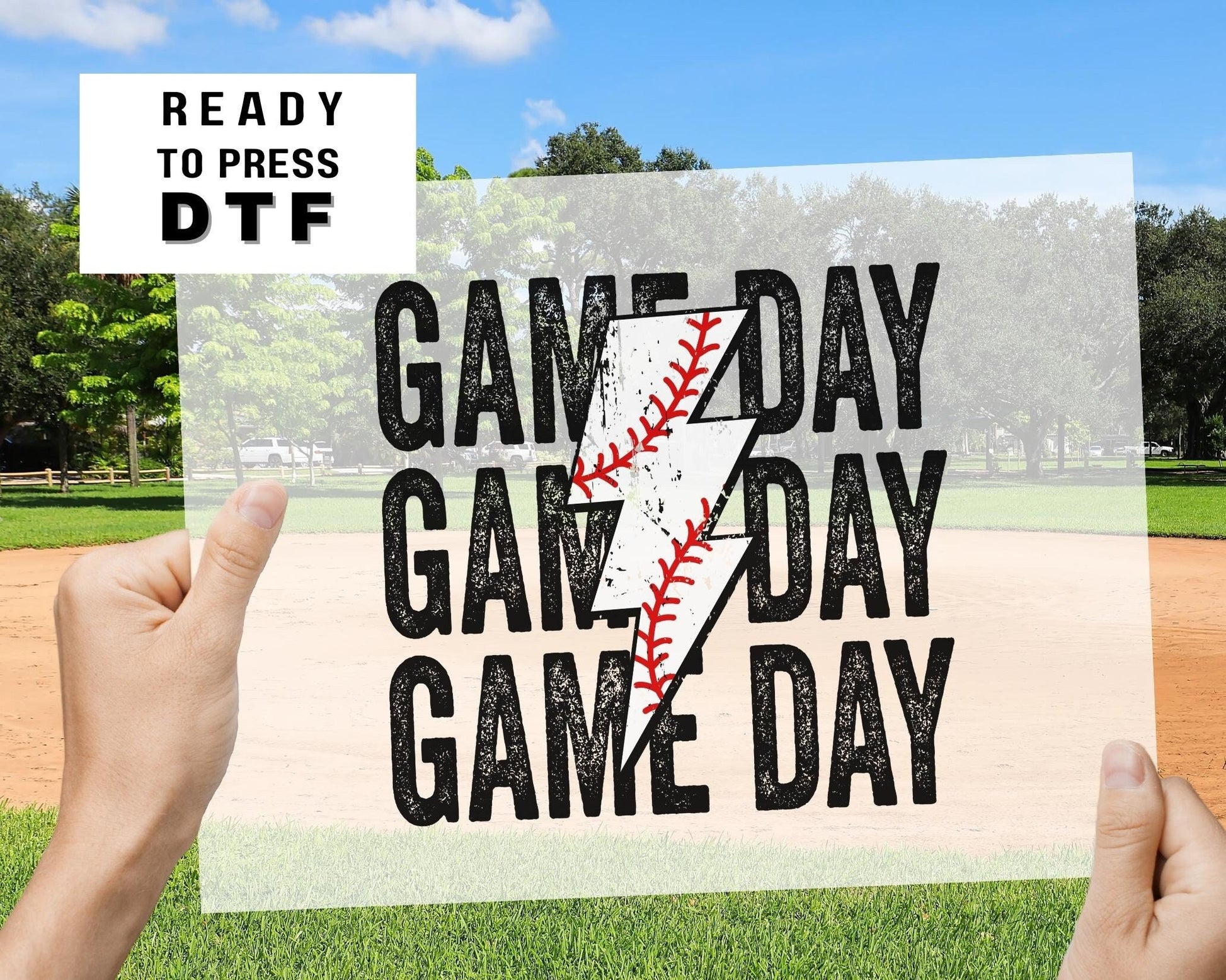 Baseball Game Day Stacked Lightning Bolt DTF transfer, Baseball Mom tshirt Transfer, Baseball dtf, Ready to Press, Direct to Film