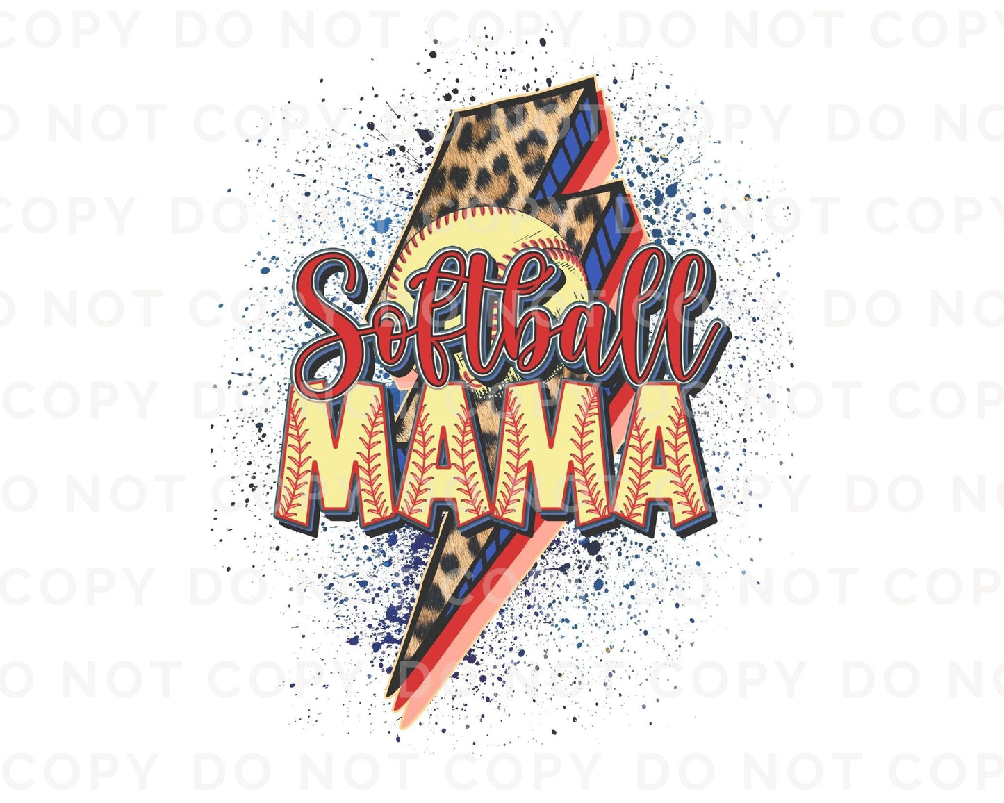 Softball Mama DTF transfer, Softball Mom tshirt Transfer, Softball dtf, Ready to Press, Direct to Film, Cheetah leopard, lightening bolt