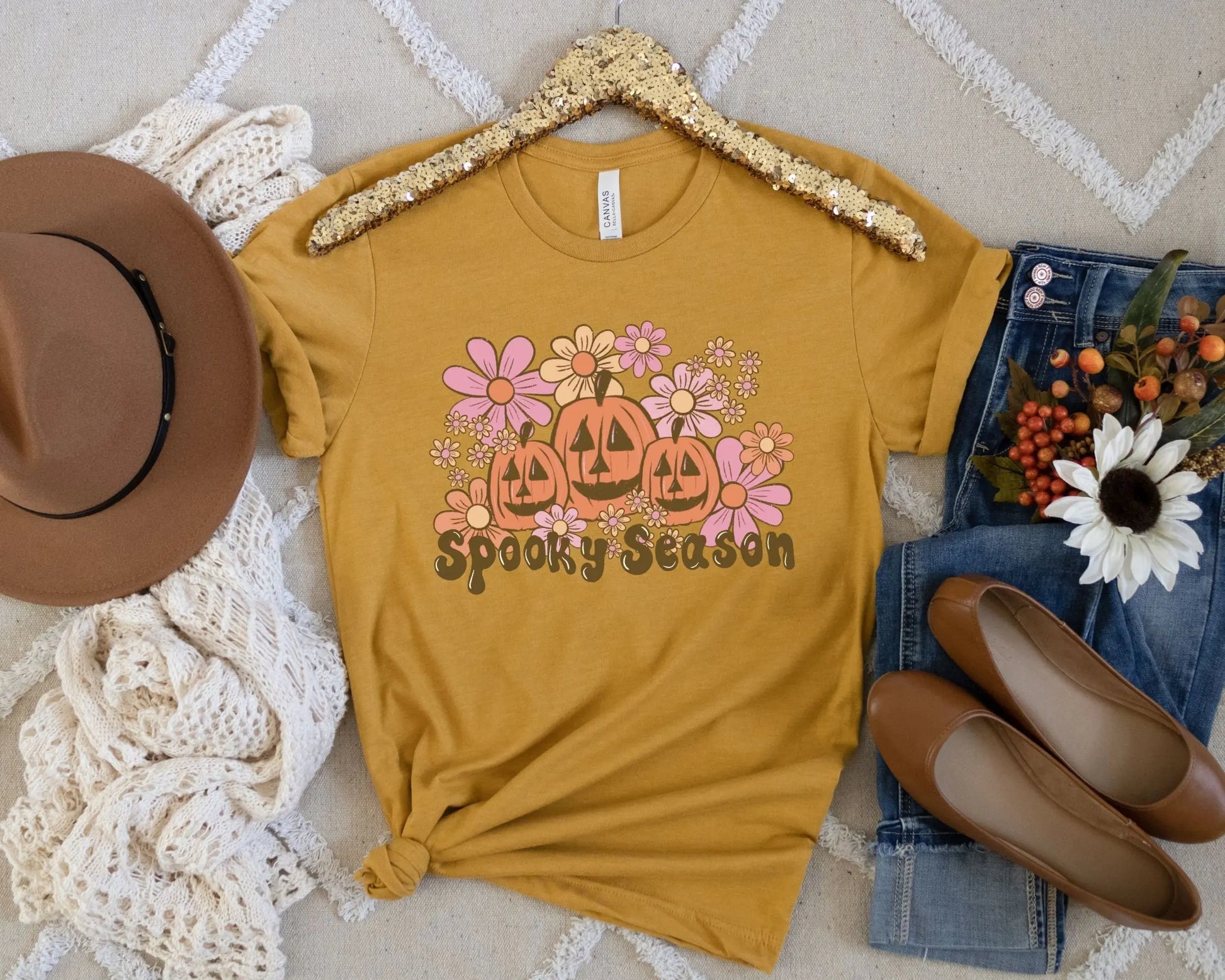 DTF Transfers, Ready to Press, T-shirt Transfers, Heat Transfer, Direct to Film, Fall Transfer, Halloween, Pumpkins, Flowers, Spooky Season