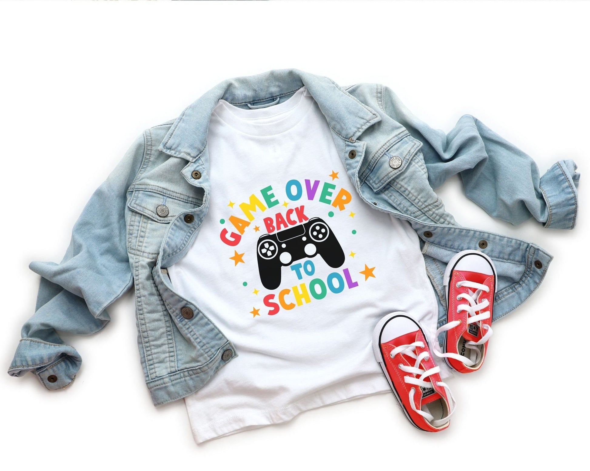 DTF Transfer, First Day of School, Heat Transfer, Ready to Press, Direct to Film, Video Game, Remote Controller, Game Over Back to School