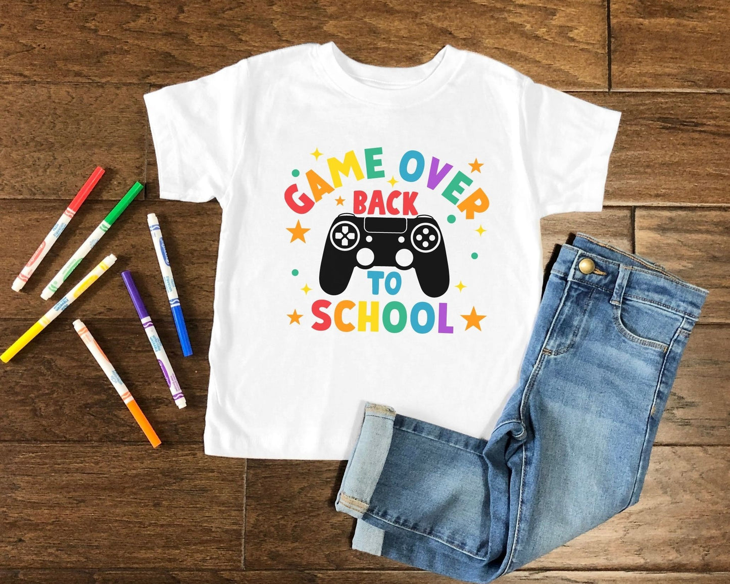 DTF Transfer, First Day of School, Heat Transfer, Ready to Press, Direct to Film, Video Game, Remote Controller, Game Over Back to School