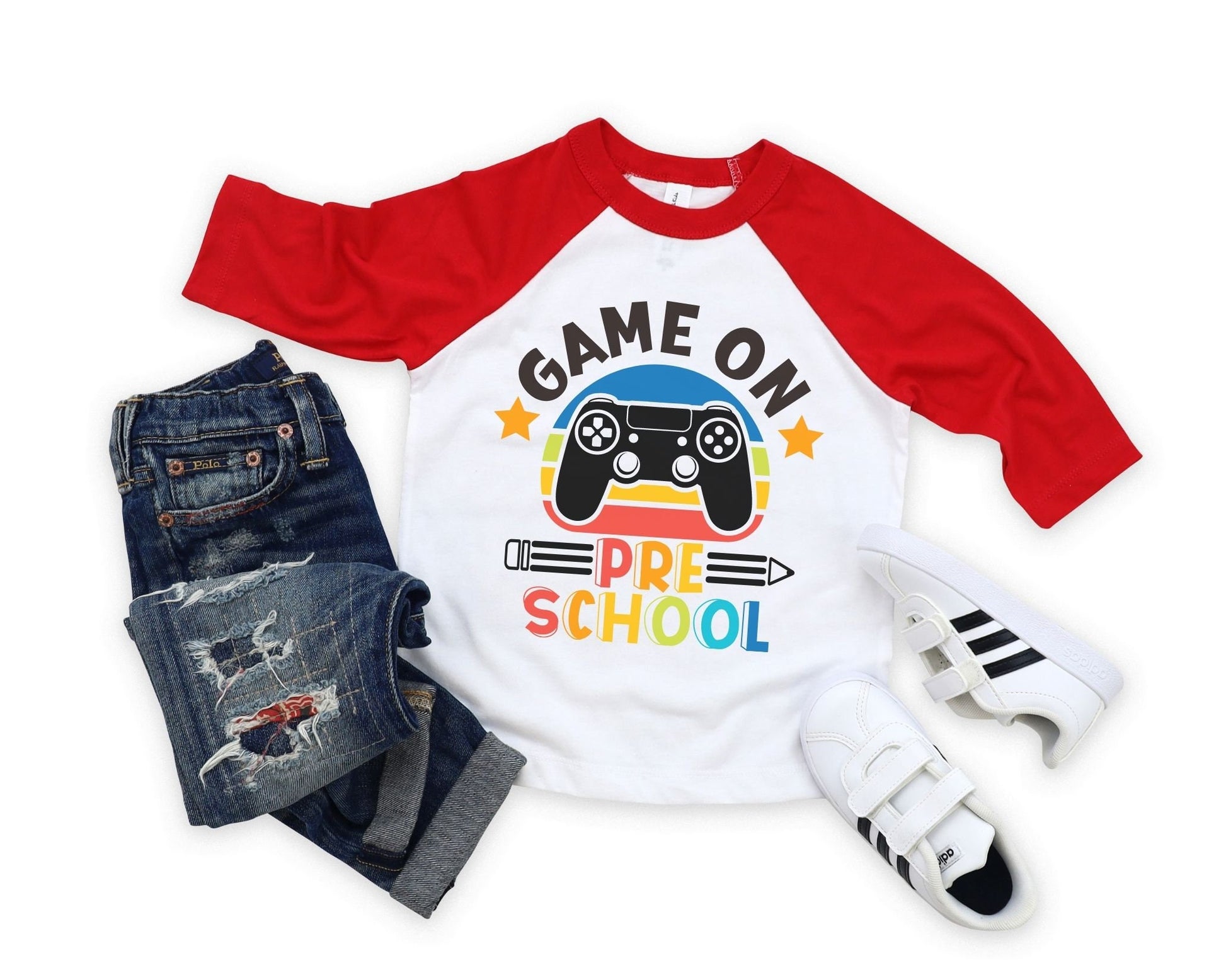 DTF Transfer, First Day of School, Heat Transfer, Ready to Press, Direct to Film, Video Game, Remote Controller, Game On Preschool