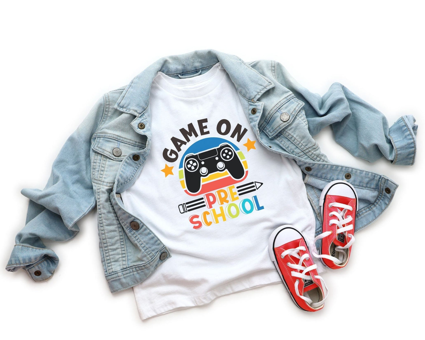 DTF Transfer, First Day of School, Heat Transfer, Ready to Press, Direct to Film, Video Game, Remote Controller, Game On Preschool