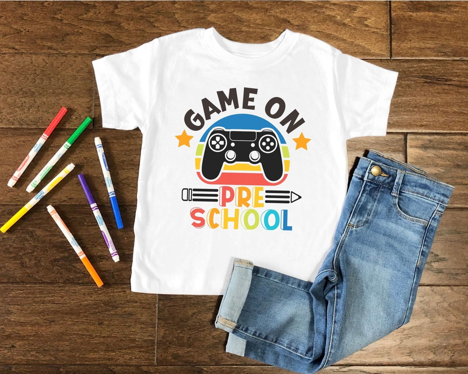 DTF Transfer, First Day of School, Heat Transfer, Ready to Press, Direct to Film, Video Game, Remote Controller, Game On Preschool