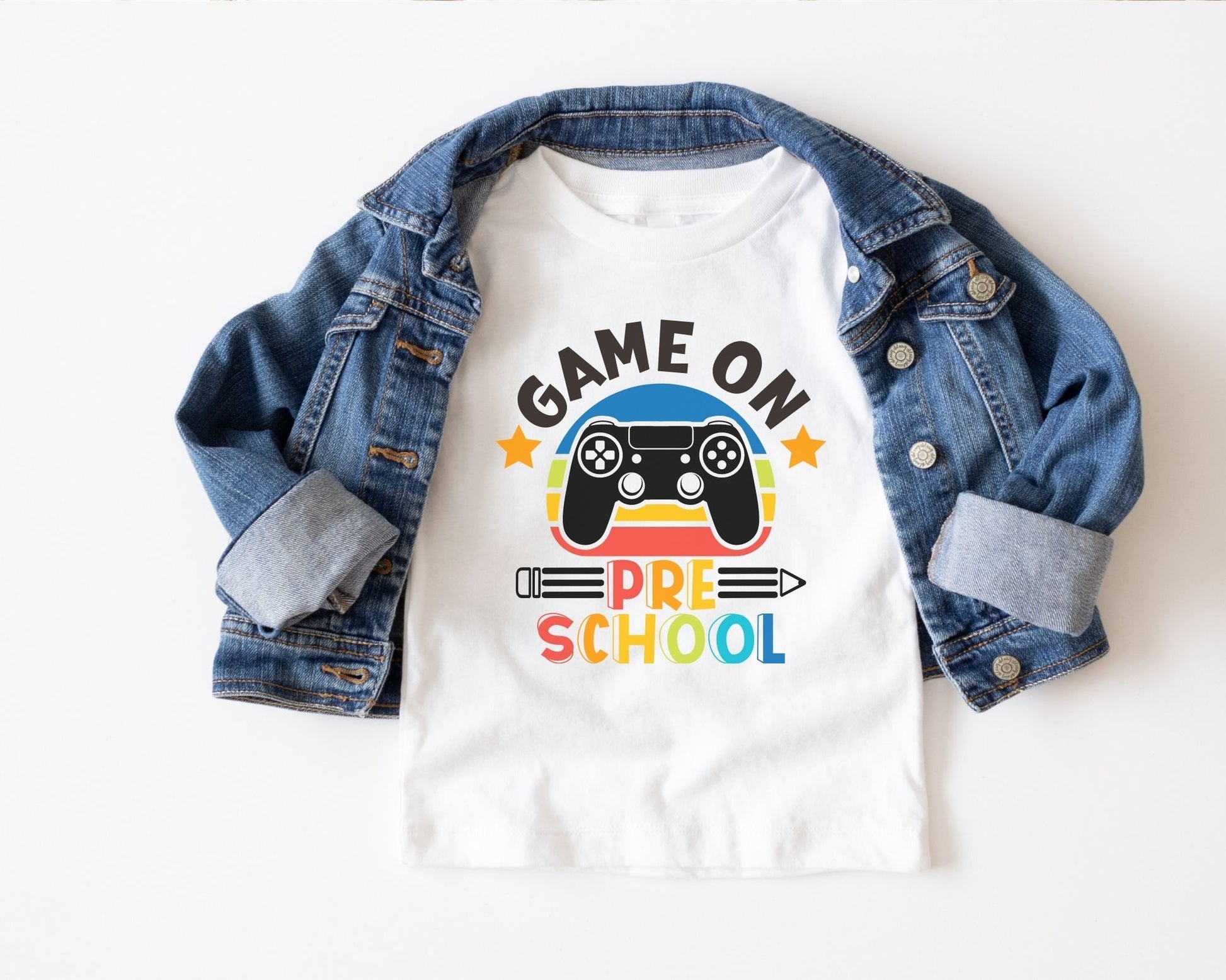 DTF Transfer, First Day of School, Heat Transfer, Ready to Press, Direct to Film, Video Game, Remote Controller, Game On Preschool