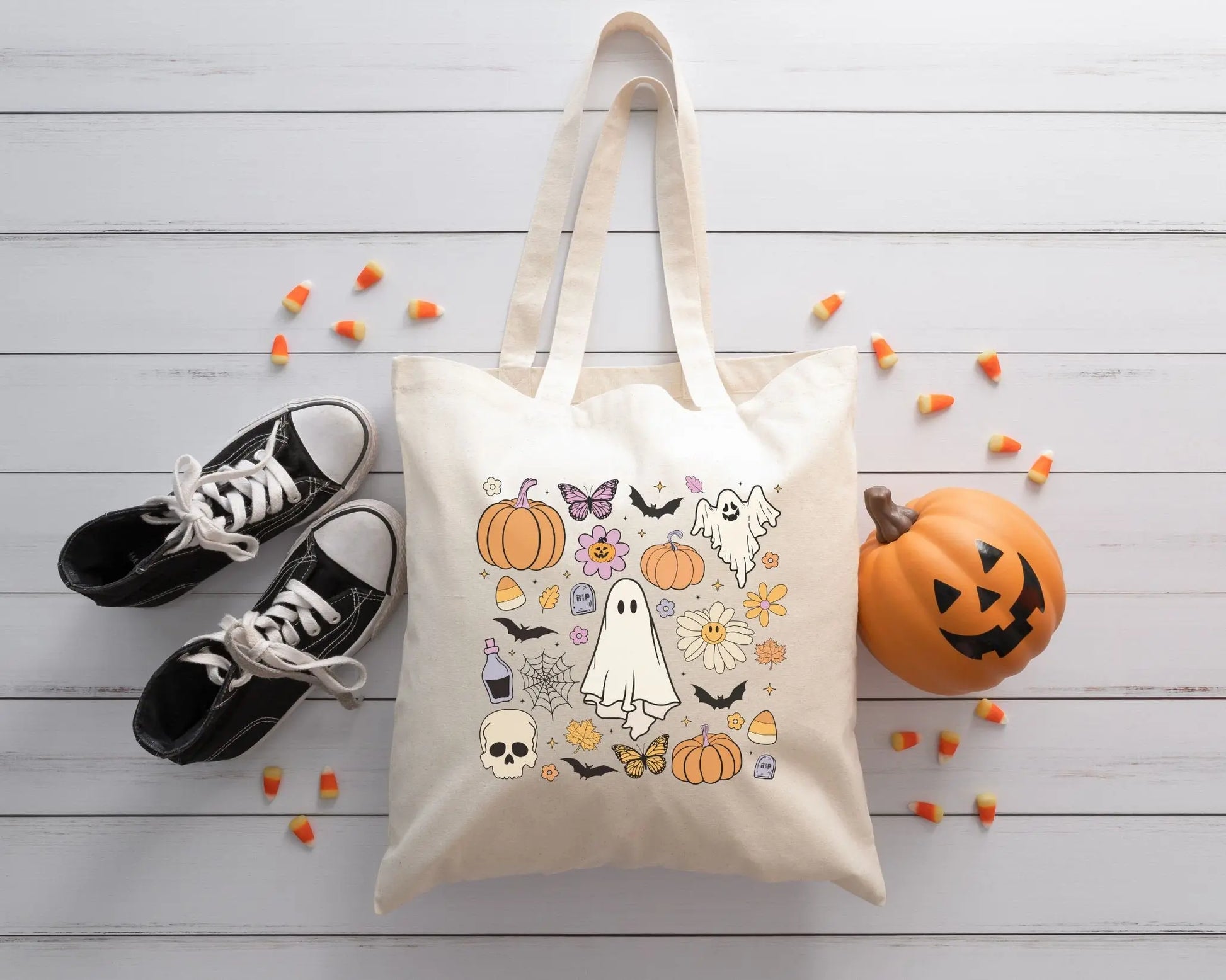 DTF Transfers, Ready to Press, T-shirt Transfers, Heat Transfer, Direct to Film, Custom Transfers, Skull, Daisies, Halloween Doodle Collage,
