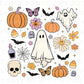 DTF Transfers, Ready to Press, T-shirt Transfers, Heat Transfer, Direct to Film, Custom Transfers, Skull, Daisies, Halloween Doodle Collage,