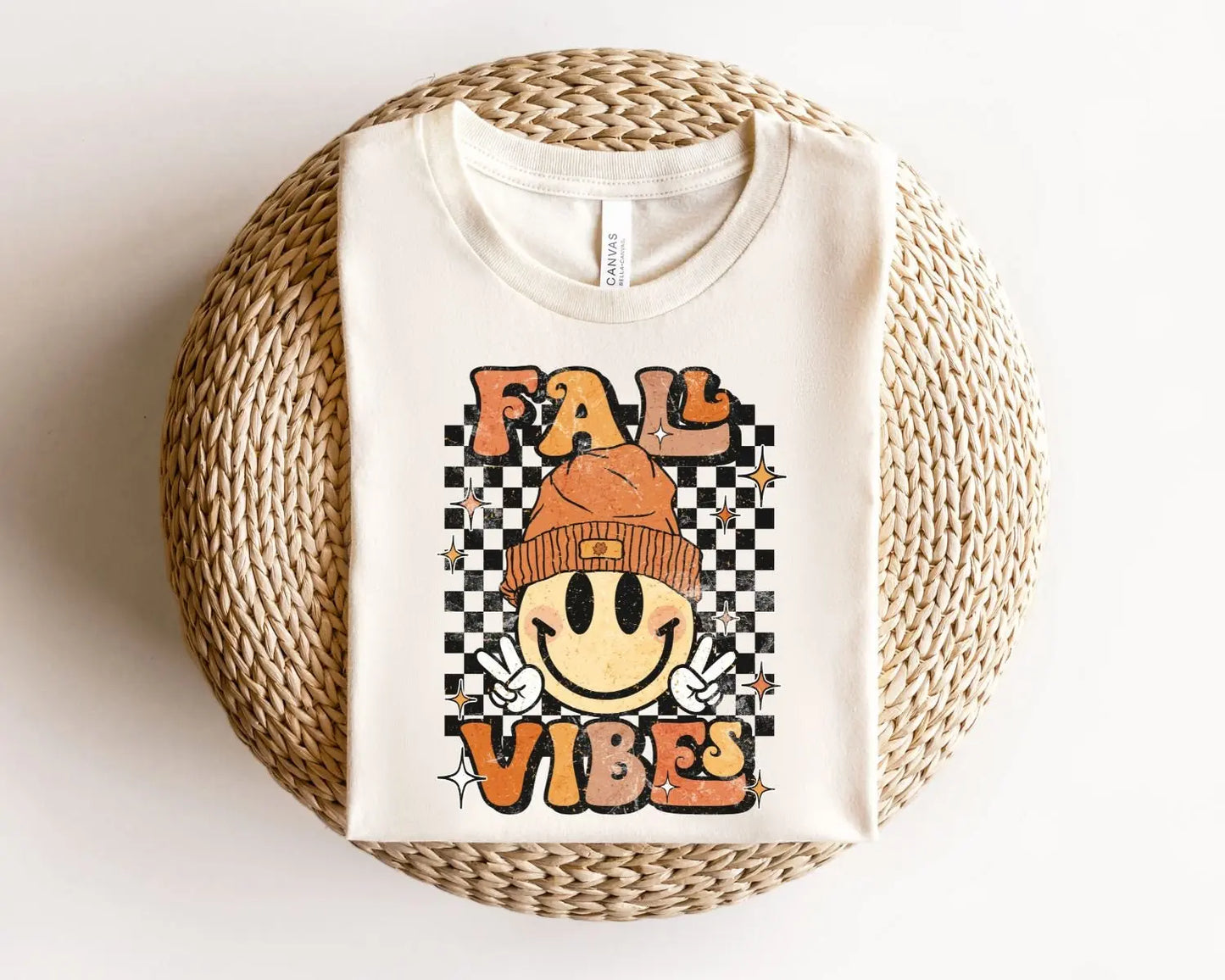 DTF Transfers, Ready to Press, T-shirt Transfers, Heat Transfer, Direct to Film, Custom Transfers, Retro Fall Vibes Smiley Face Collage