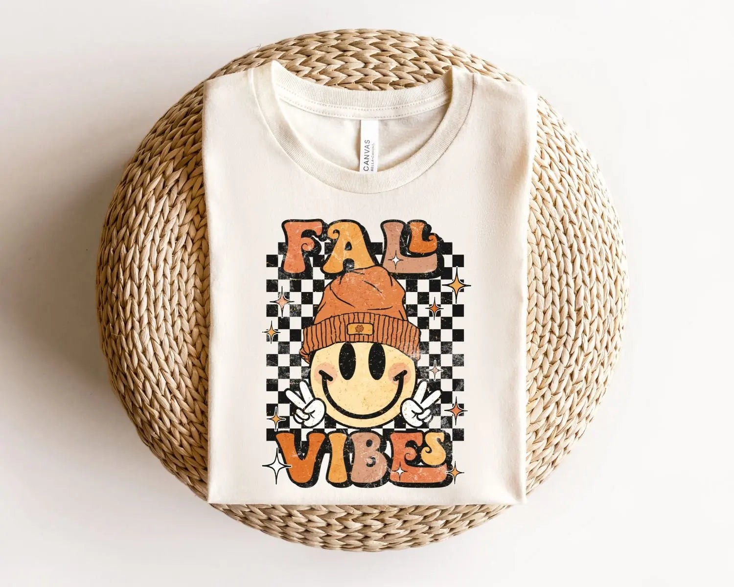 DTF Transfers, Ready to Press, T-shirt Transfers, Heat Transfer, Direct to Film, Custom Transfers, Retro Fall Vibes Smiley Face Collage