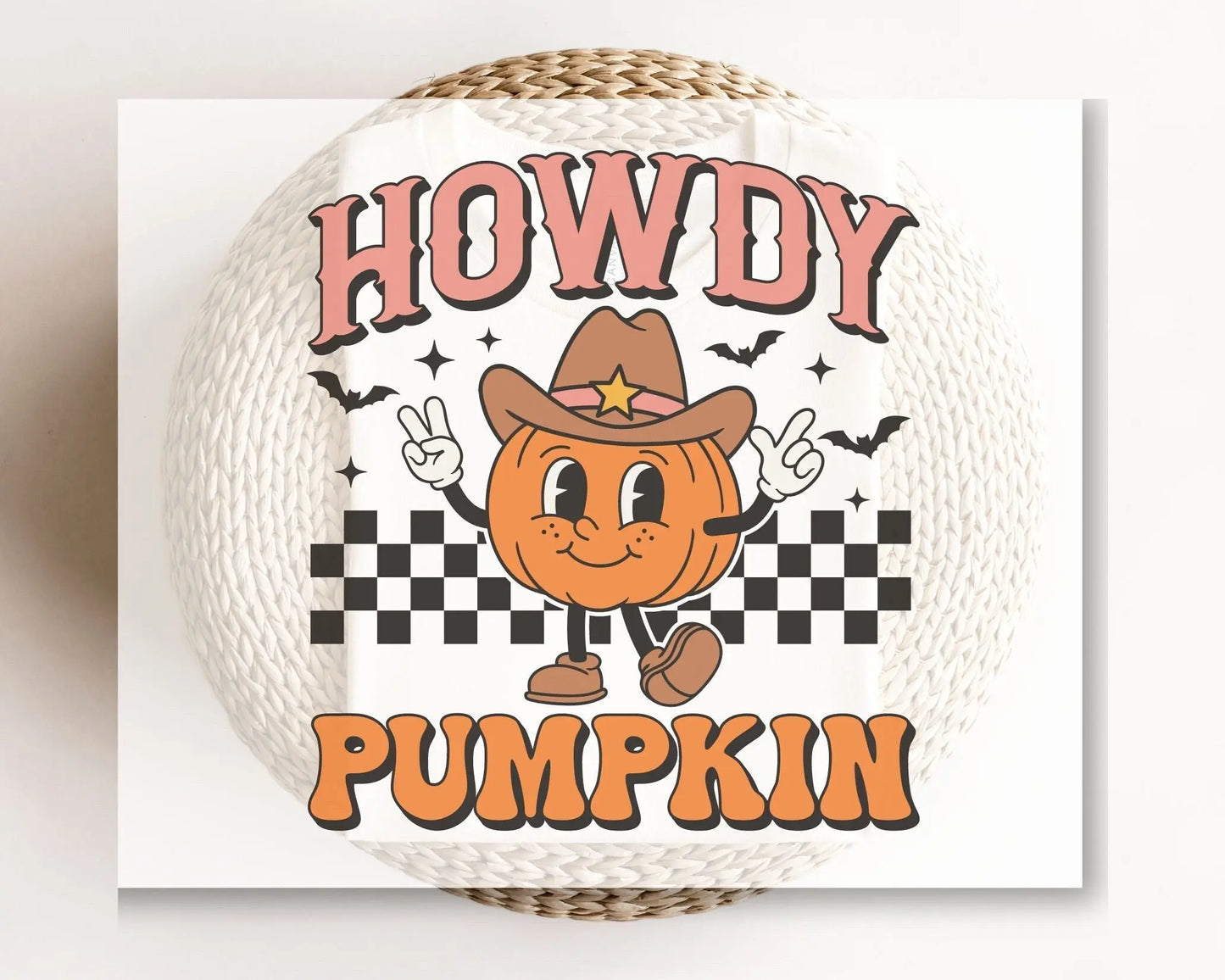 DTF Transfers, Ready to Press, T-shirt Transfers, Heat Transfer, Direct to Film, Custom Transfers, Retro, Fall Transfer, Howdy Pumpkin