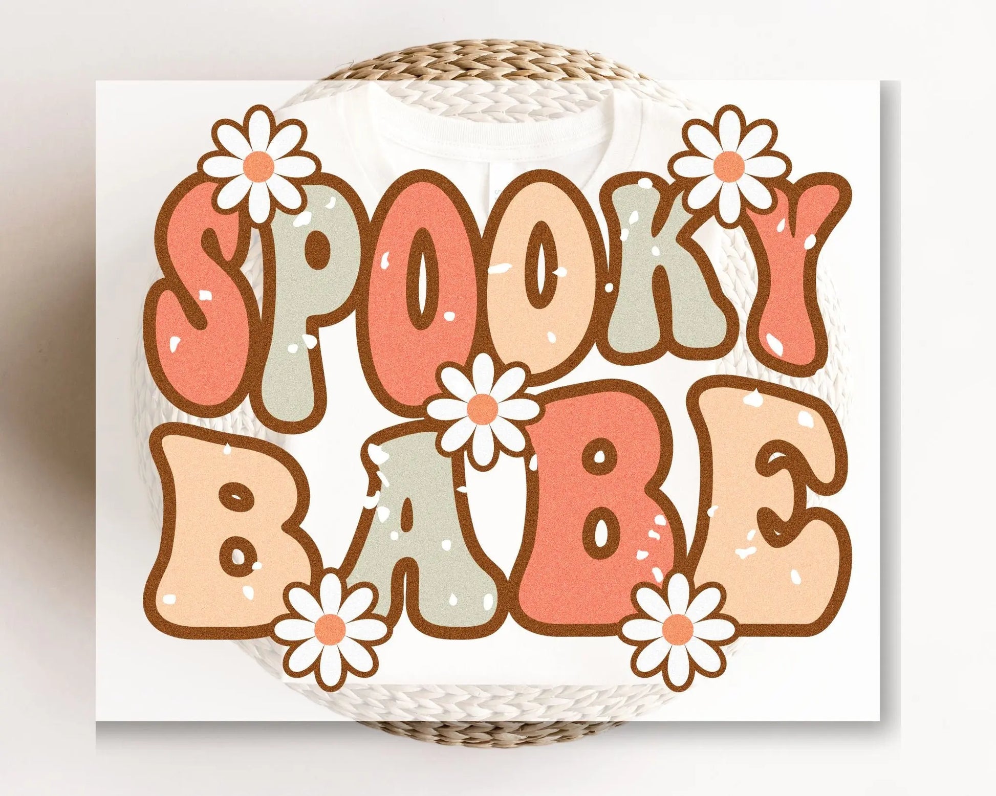 DTF Transfers, Ready to Press, T-shirt Transfers, Heat Transfer, Direct to Film, Custom Transfers, Halloween, Fall, Spooky Babe with Daisies