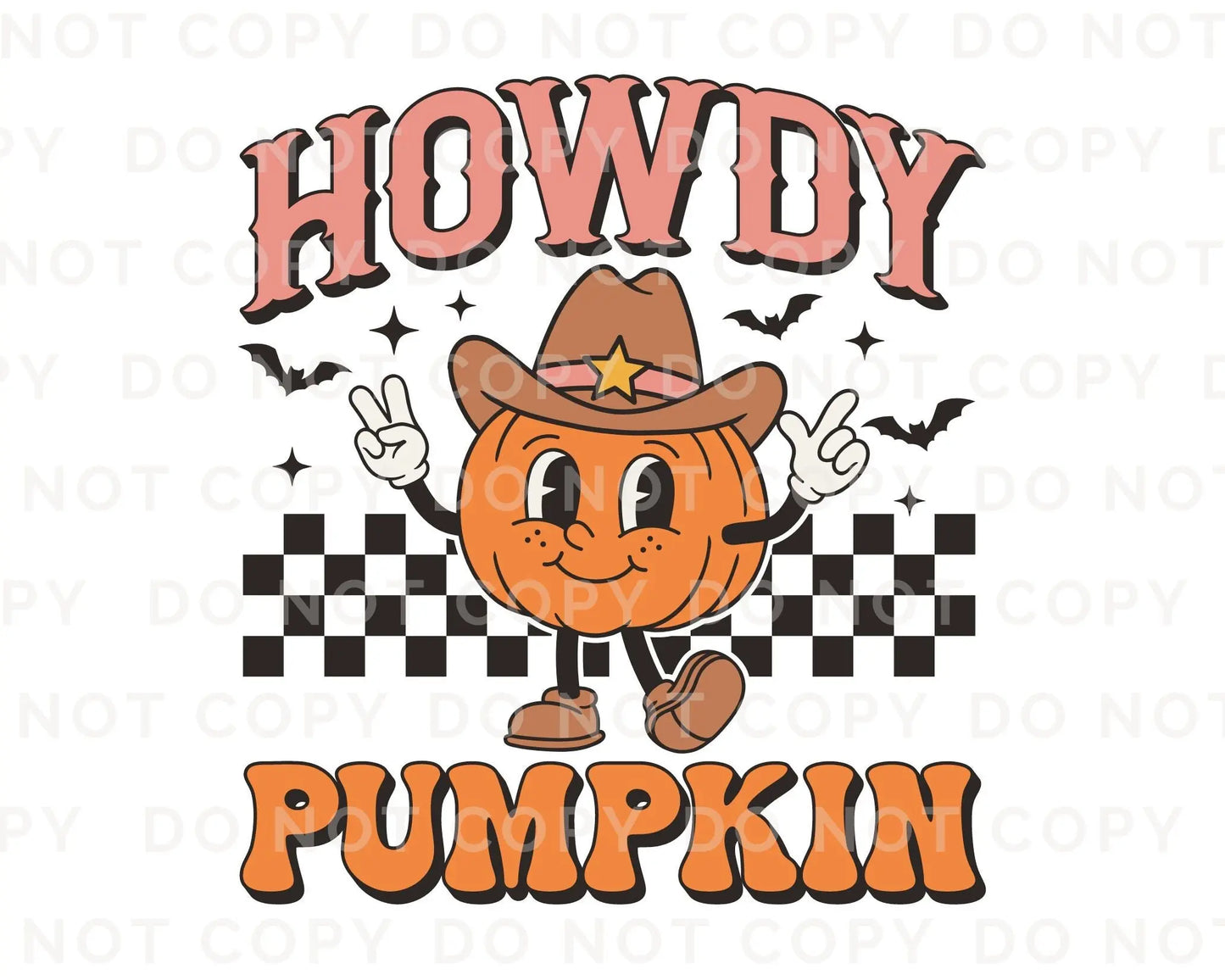 DTF Transfers, Ready to Press, T-shirt Transfers, Heat Transfer, Direct to Film, Custom Transfers, Retro, Fall Transfer, Howdy Pumpkin