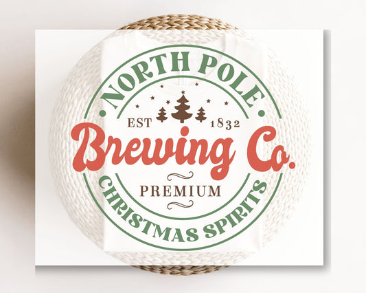 DTF Transfers, Ready to Press, T-shirt Transfers, Heat Transfer, Direct to Film, Christmas, Holiday, Spirits, North Pole Brewing Company