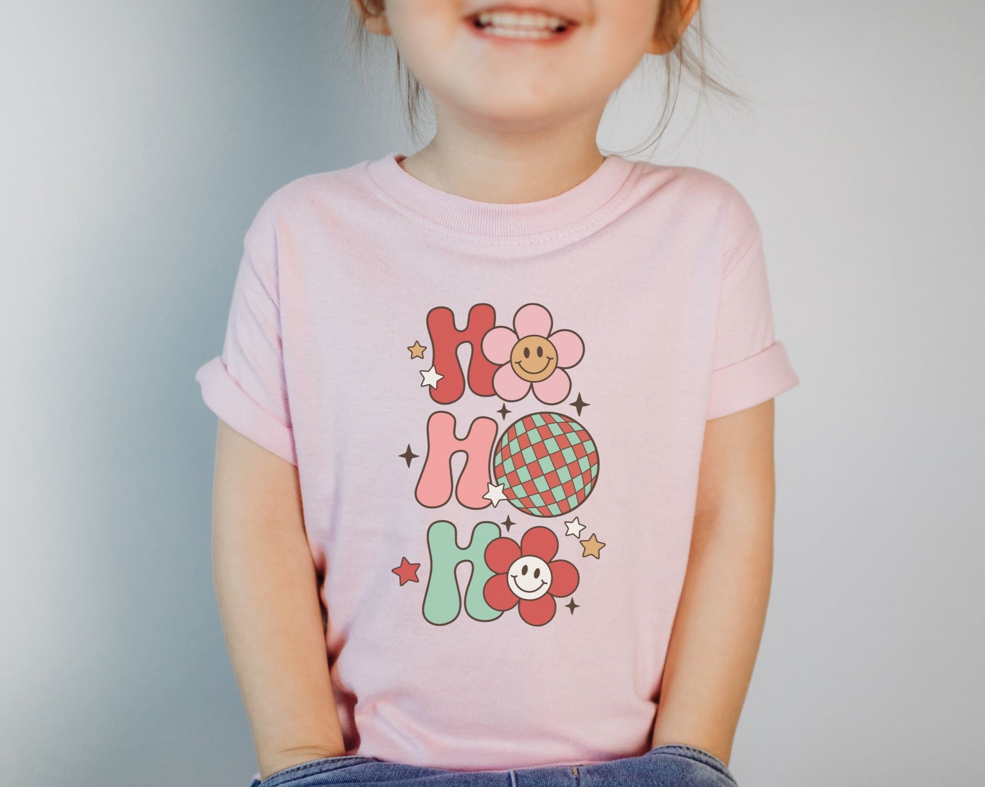 DTF Transfers, Ready to Press, T-shirt Transfers, Heat Transfer, Direct to Film, Christmas, Holiday, Disco, Flower, Retro Ho Ho Ho