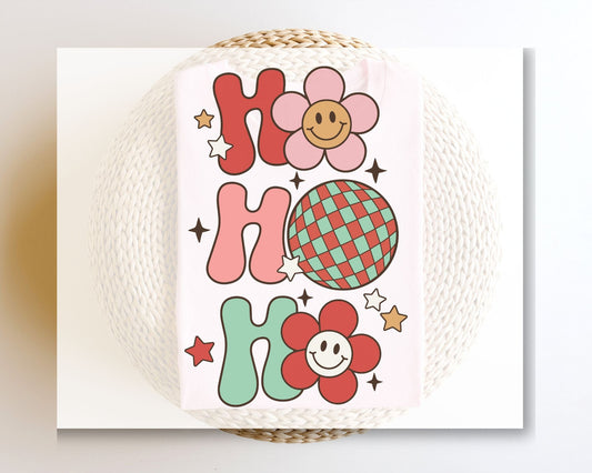 DTF Transfers, Ready to Press, T-shirt Transfers, Heat Transfer, Direct to Film, Christmas, Holiday, Disco, Flower, Retro Ho Ho Ho