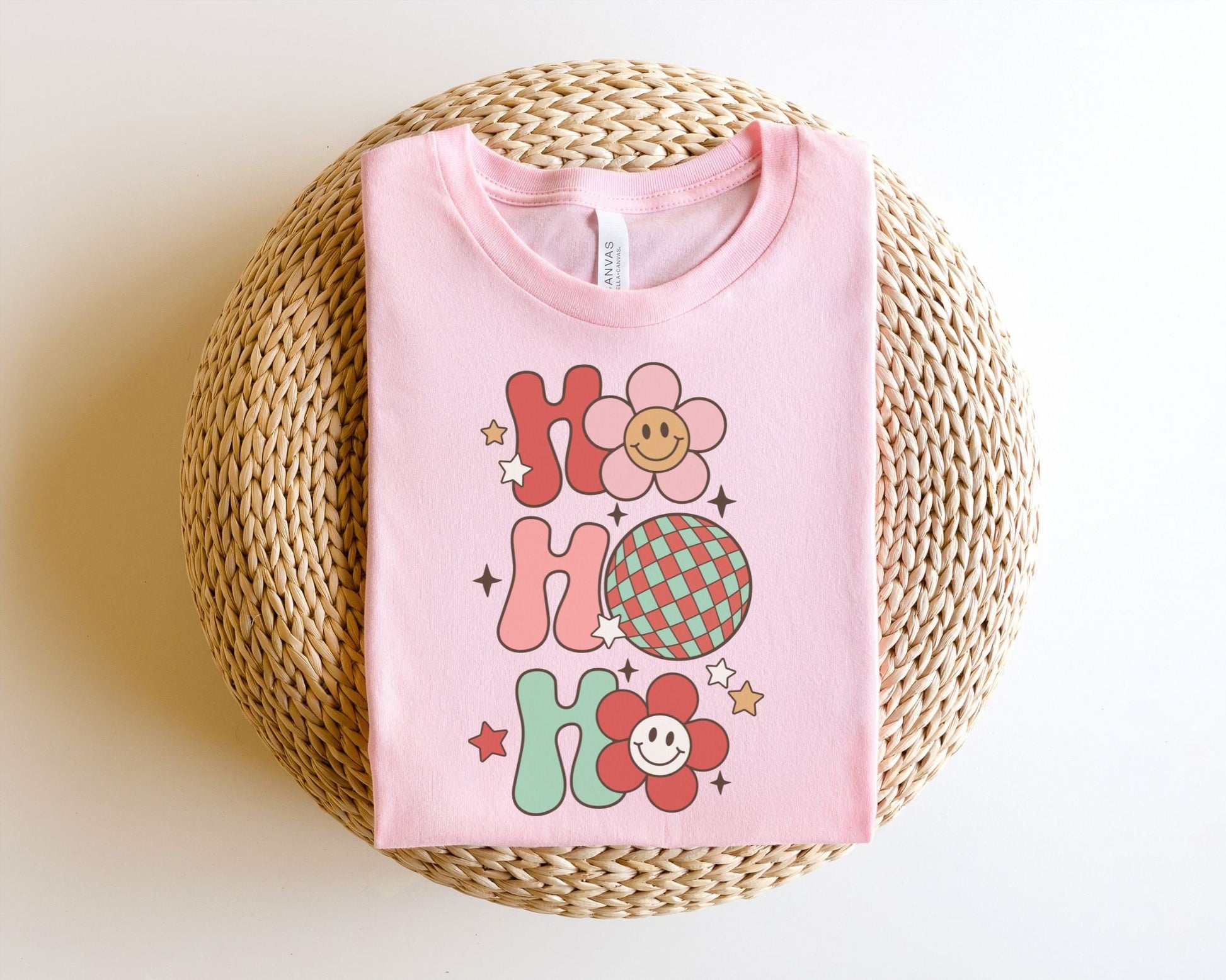 DTF Transfers, Ready to Press, T-shirt Transfers, Heat Transfer, Direct to Film, Christmas, Holiday, Disco, Flower, Retro Ho Ho Ho