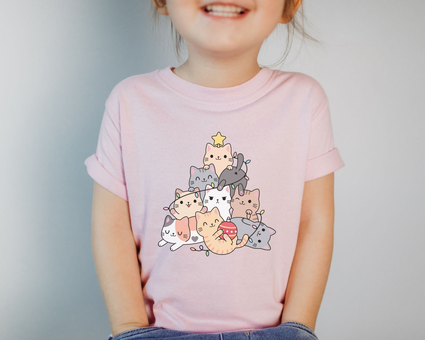 DTF Transfers, Ready to Press, T-shirt Transfers, Heat Transfer, Direct to Film, Christmas, Holiday, Kitten, Cute, Kid, Cat Christmas Tree