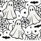 Halloween UV DTF Libbey 16oz Cup Wrap Sticker, Ready to Ship, Direct to Film, Glass Can, Fall, Permanent, Cute Ghost and Spider Web