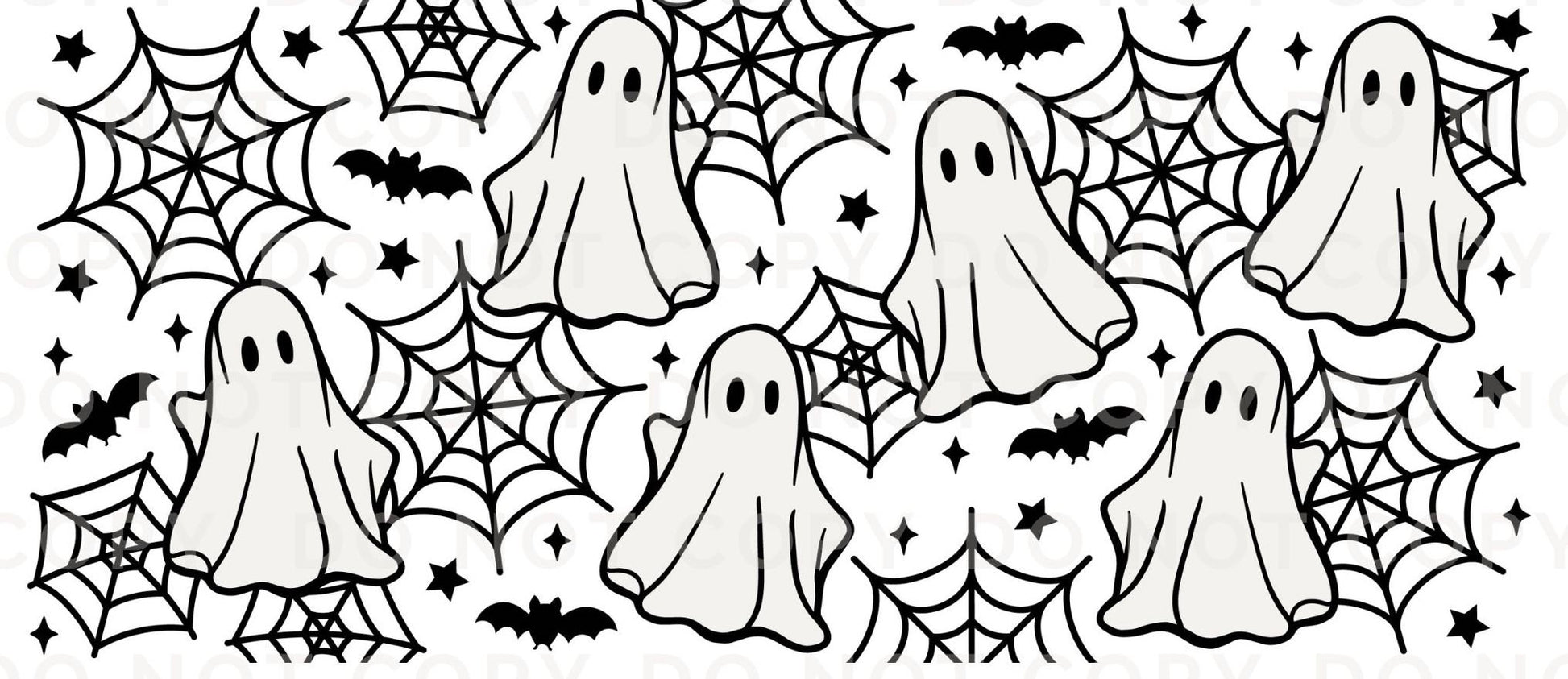 Halloween UV DTF Libbey 16oz Cup Wrap Sticker, Ready to Ship, Direct to Film, Glass Can, Fall, Permanent, Cute Ghost and Spider Web