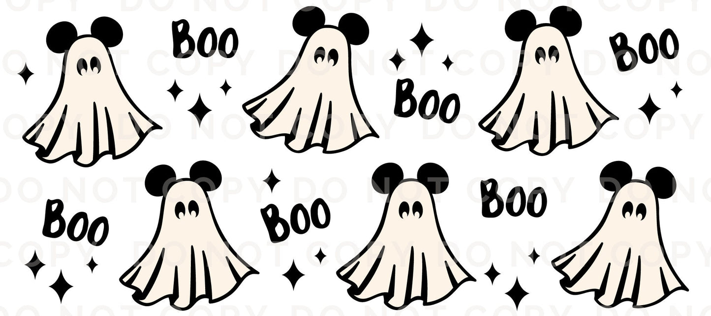 Halloween UV DTF Libbey 16oz Cup Wrap Sticker, Ready to Ship, Direct to Film, Glass Can, Fall, Permanent, Boo, Mouse Ghost