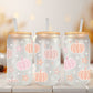 Fall UV DTF Libbey 16oz Cup Wrap Sticker, Ready to Ship, Direct to Film, Glass Can, Halloween, Permanent, Pastel Pumpkins