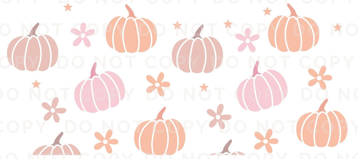 Fall UV DTF Libbey 16oz Cup Wrap Sticker, Ready to Ship, Direct to Film, Glass Can, Halloween, Permanent, Pastel Pumpkins