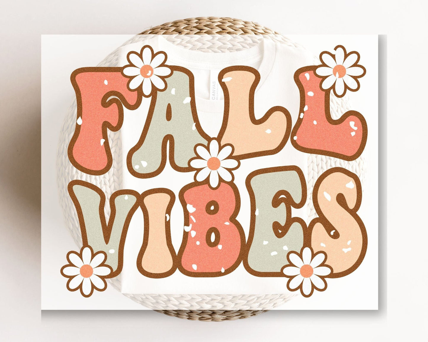 DTF Transfers, Ready to Press, T-shirt Transfers, Heat Transfer, Direct to Film, Custom Transfer, Halloween, Retro Fall Vibes with Daisies