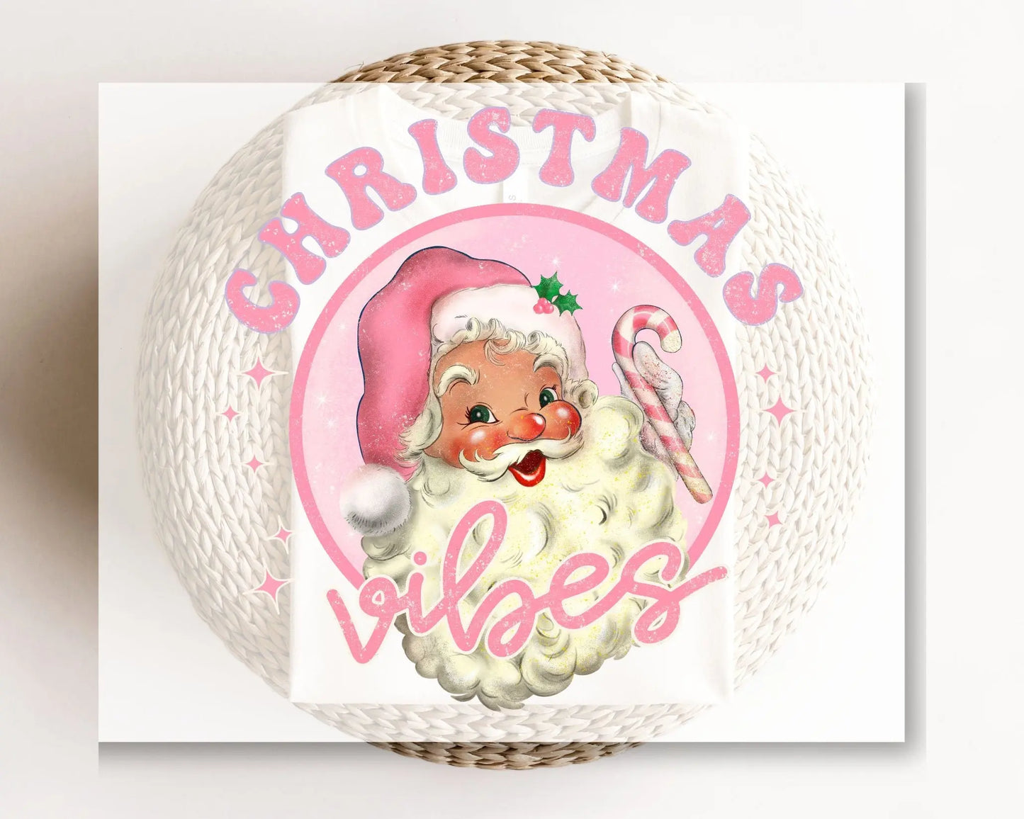 DTF Transfers, Ready to Press, T-shirt Transfers, Heat Transfer, Direct to Film, Custom Transfers, Christmas, Pink Santa Christmas Vibes