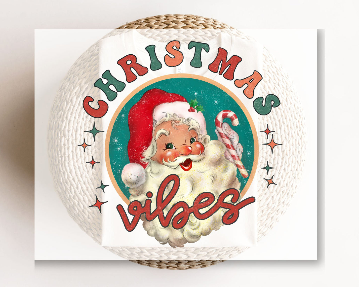 DTF Transfers, Ready to Press, T-shirt Transfers, Heat Transfer, Direct to Film, Custom Transfers, Christmas, Retro Santa Christmas Vibes