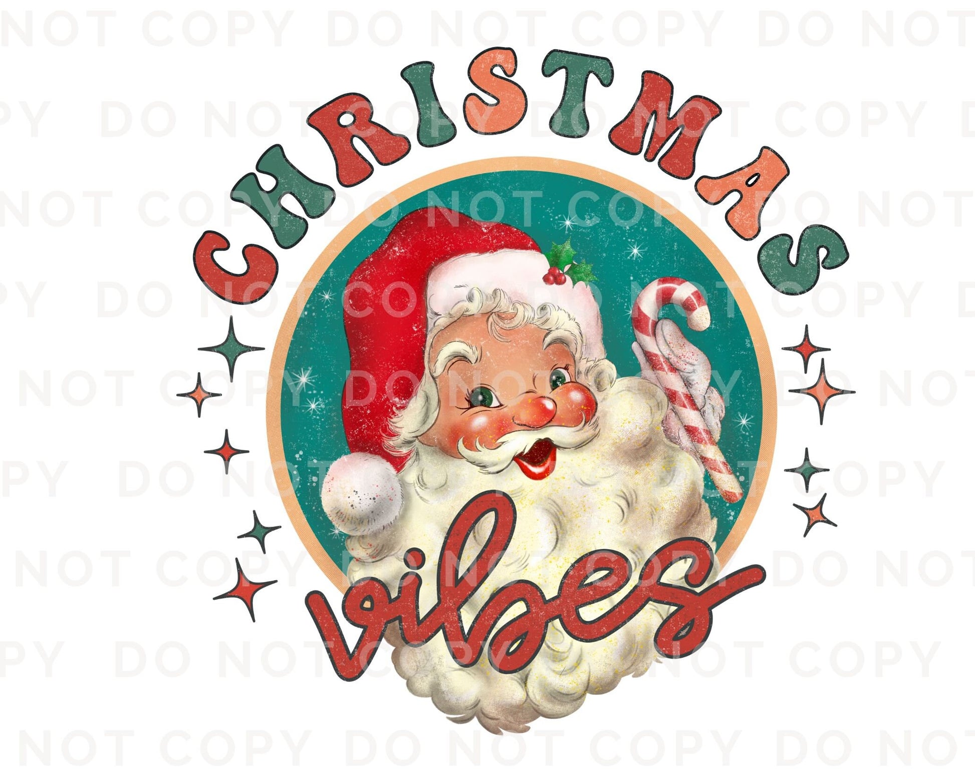 DTF Transfers, Ready to Press, T-shirt Transfers, Heat Transfer, Direct to Film, Custom Transfers, Christmas, Retro Santa Christmas Vibes