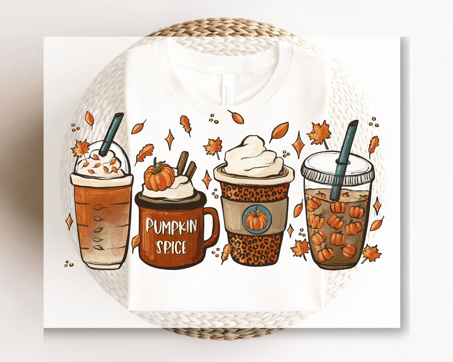 DTF Transfers, Ready to Press, T-shirt Transfers, Heat Transfer, Direct to Film, Fall, Autumn, Leave, Latte, Pumpkin Spice Coffee Lover