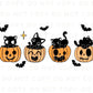 Halloween DTF Transfers, Ready to Press, T-shirt Transfers, Heat Transfer, Direct to Film, Kids, Fall, Autumn, Cute Black Cats and Pumpkins