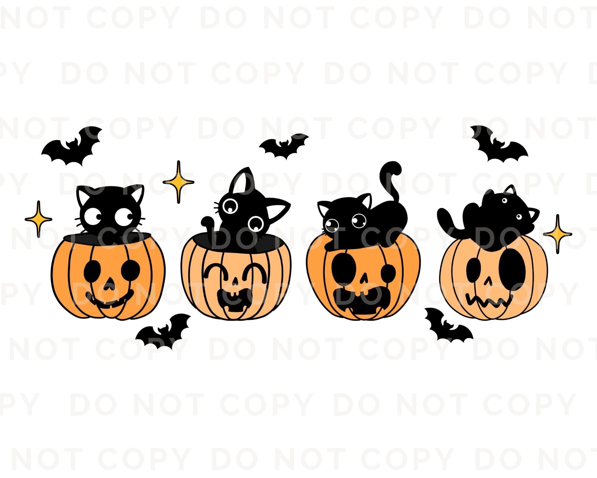 Halloween DTF Transfers, Ready to Press, T-shirt Transfers, Heat Transfer, Direct to Film, Kids, Fall, Autumn, Cute Black Cats and Pumpkins