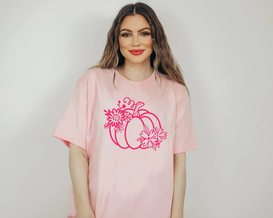 DTF Transfers, Ready to Press, T-shirt Transfers, Heat Transfer, Direct to Film, Custom Transfers, Halloween, Fall, Pink Floral Pumpkin