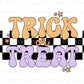 DTF Transfers, Ready to Press, T-shirt Transfers, Heat Transfer, Direct to Film, Halloween, Fall, Retro Checkered Trick or Treat