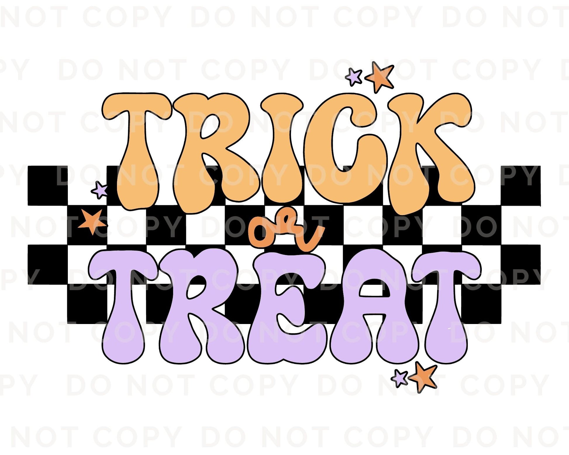 DTF Transfers, Ready to Press, T-shirt Transfers, Heat Transfer, Direct to Film, Halloween, Fall, Retro Checkered Trick or Treat