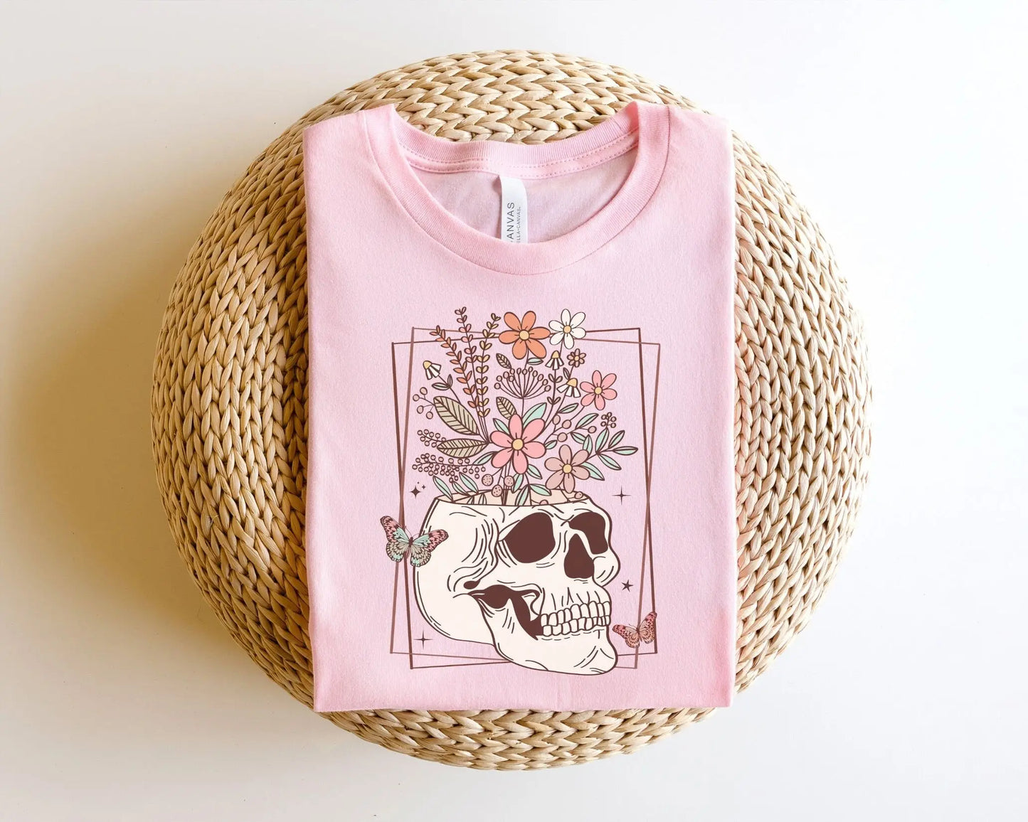 DTF Transfers, Ready to Press, T-shirt Transfers, Heat Transfer, Direct to Film, Custom Transfers, Flower Skull, Skeleton, Floral Skull