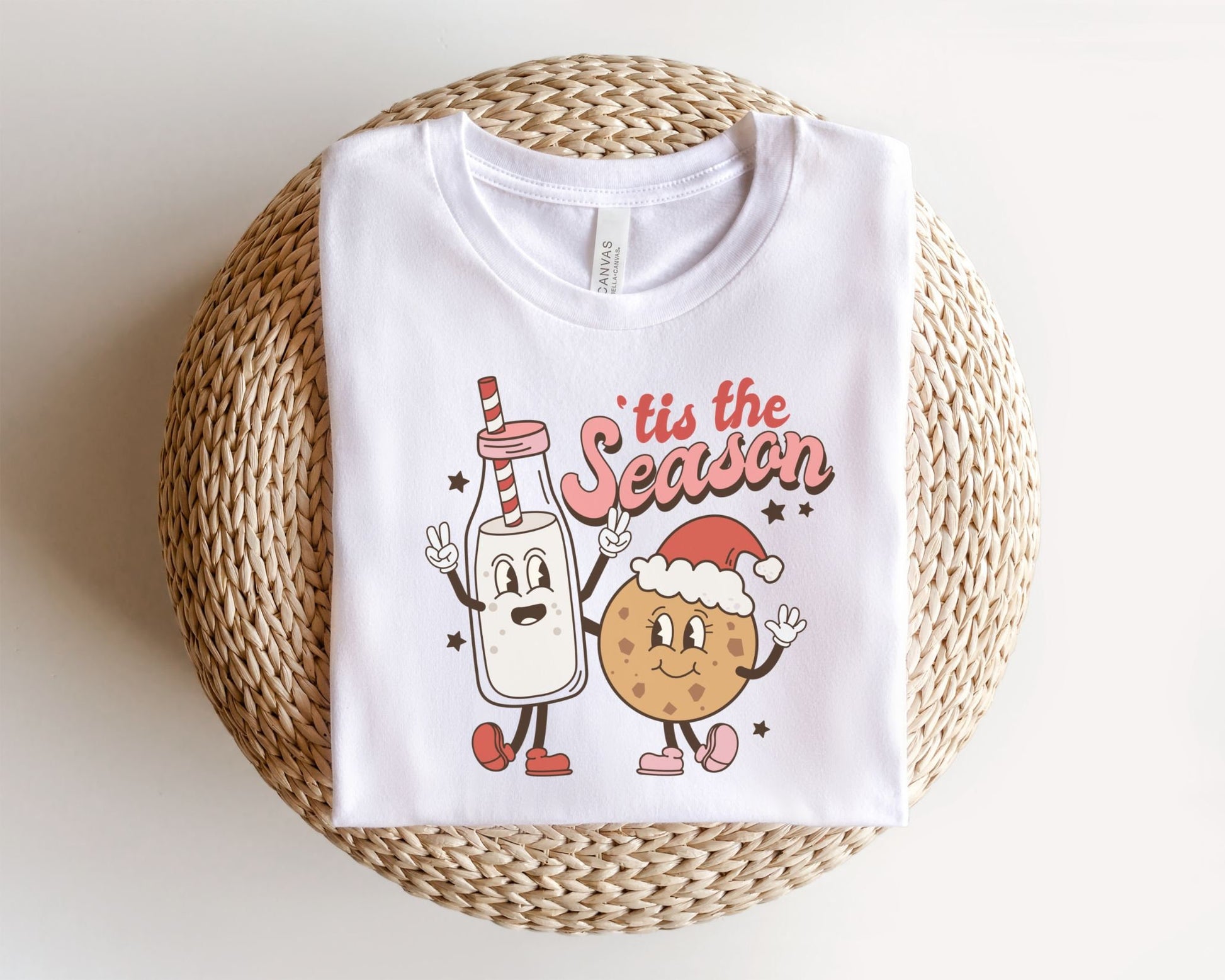 DTF Transfers, Ready to Press, T-shirt Transfers, Heat Transfer, Direct to Film, Christmas, Holiday, Retro Tis the Season Milk and Cookie