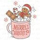DTF Transfers, Ready to Press, T-shirt Transfers, Heat Transfer, Direct to Film, Retro Christmas, Merry and Bright Gingerbread Hot Cocoa