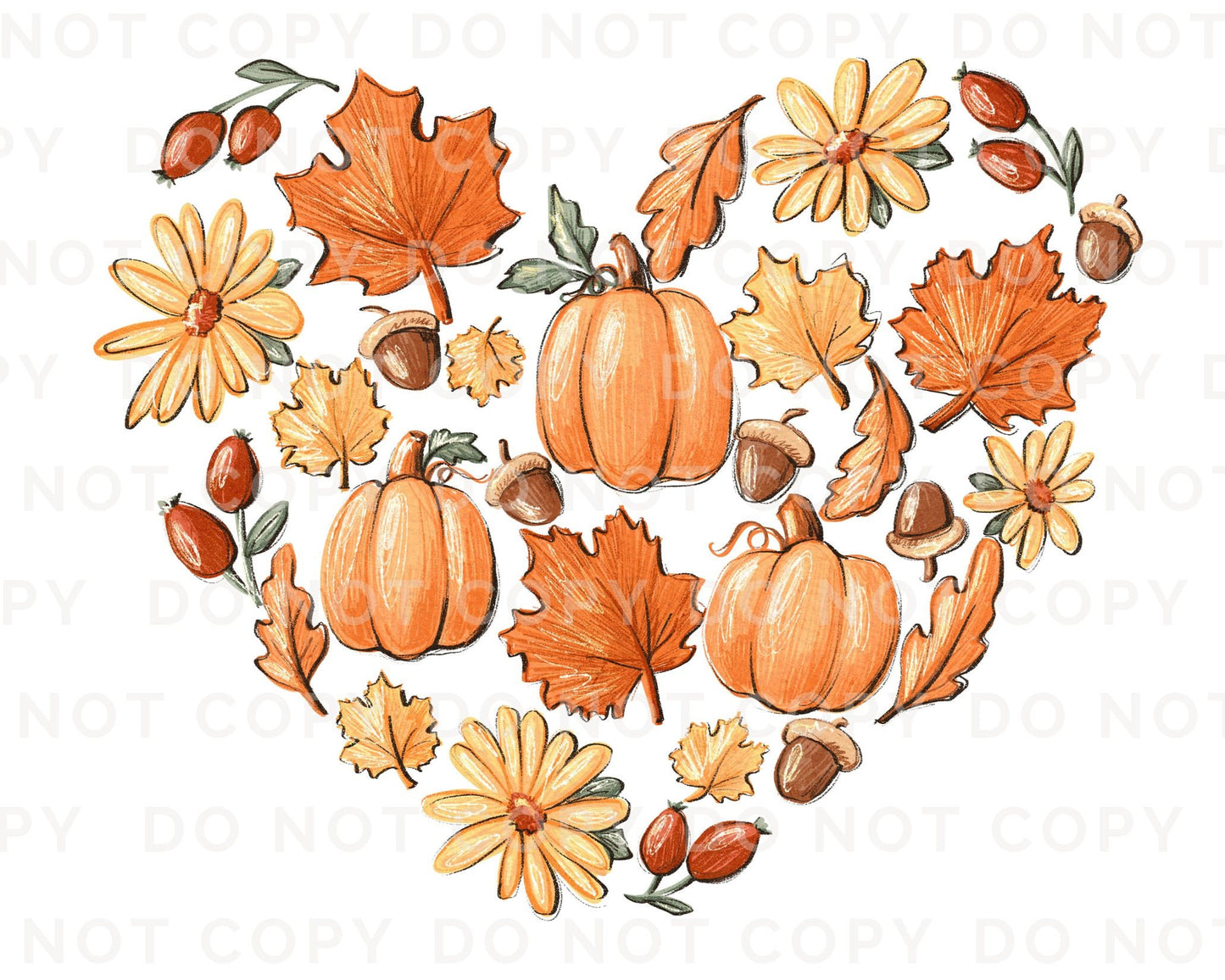 DTF Transfers, Ready to Press, T-shirt Transfers, Heat Transfer, Direct to Film, Custom Transfers, Daisy, Pumpkins, Leaves, Heart, Love Fall