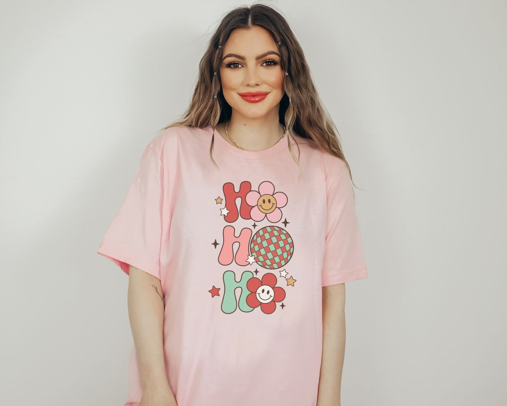 DTF Transfers, Ready to Press, T-shirt Transfers, Heat Transfer, Direct to Film, Christmas, Holiday, Disco, Flower, Retro Ho Ho Ho