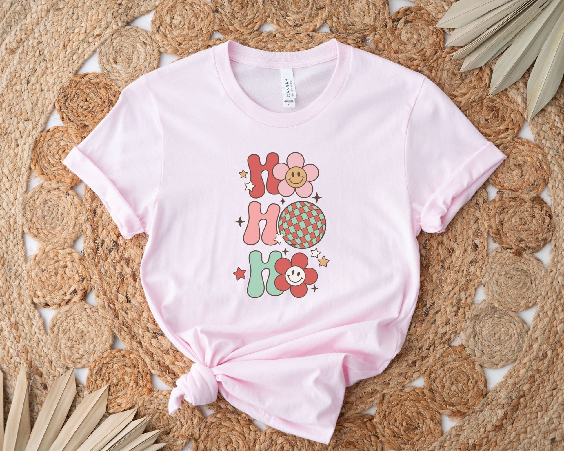 DTF Transfers, Ready to Press, T-shirt Transfers, Heat Transfer, Direct to Film, Christmas, Holiday, Disco, Flower, Retro Ho Ho Ho