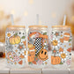 Fall UV DTF Libbey 16oz Cup Wrap Sticker, Ready to Ship, Direct to Film, Glass Can, Fall, Halloween, Permanent, Retro Halloween