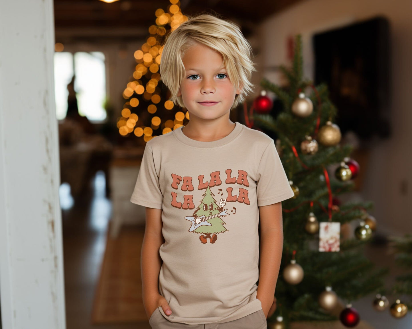 DTF Transfers, Ready to Press, Heat Transfer, Direct to Film, Custom Transfers, Retro Tree, Guitar, Christmas T-shirt Transfer, Fa La La