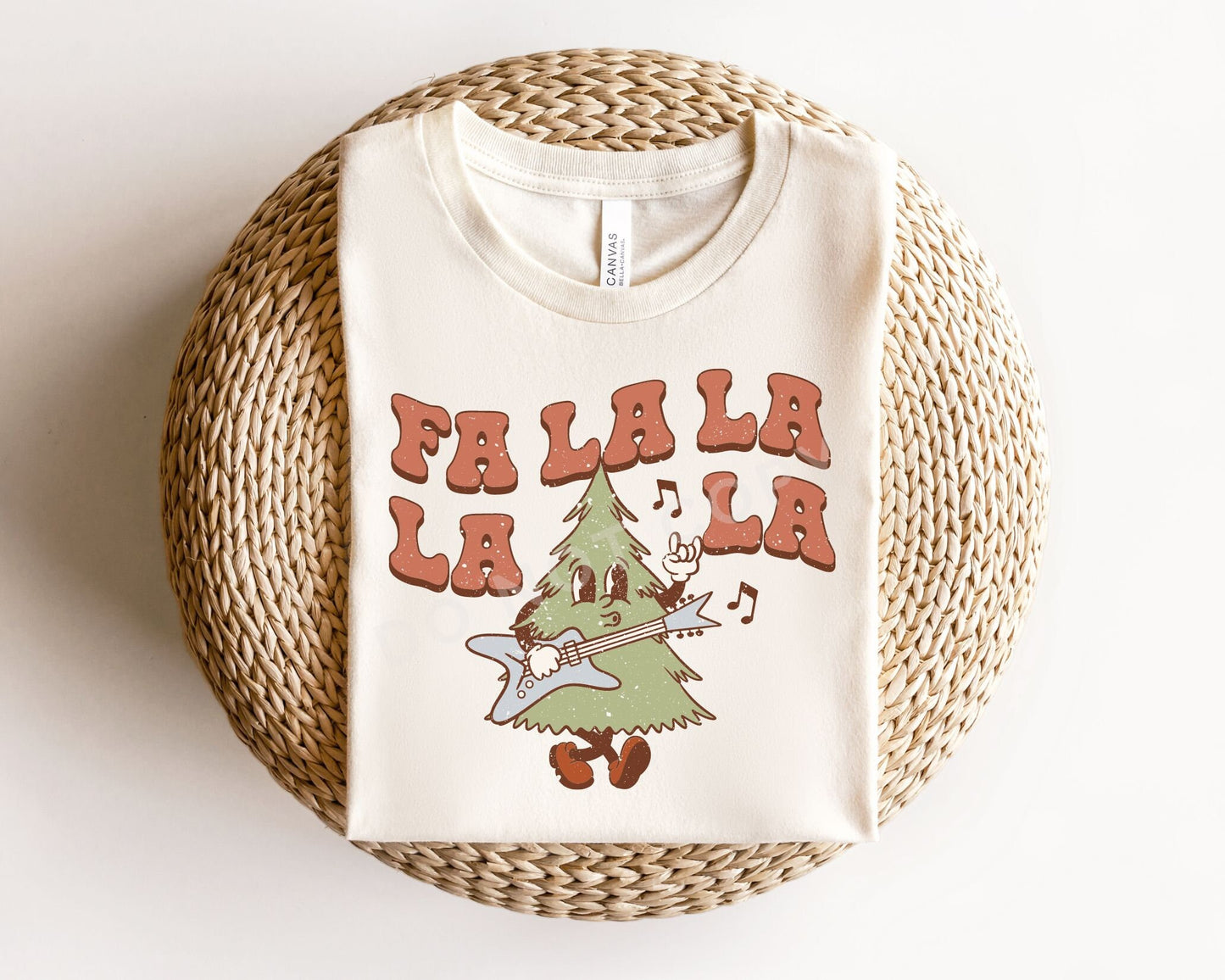 DTF Transfers, Ready to Press, Heat Transfer, Direct to Film, Custom Transfers, Retro Tree, Guitar, Christmas T-shirt Transfer, Fa La La