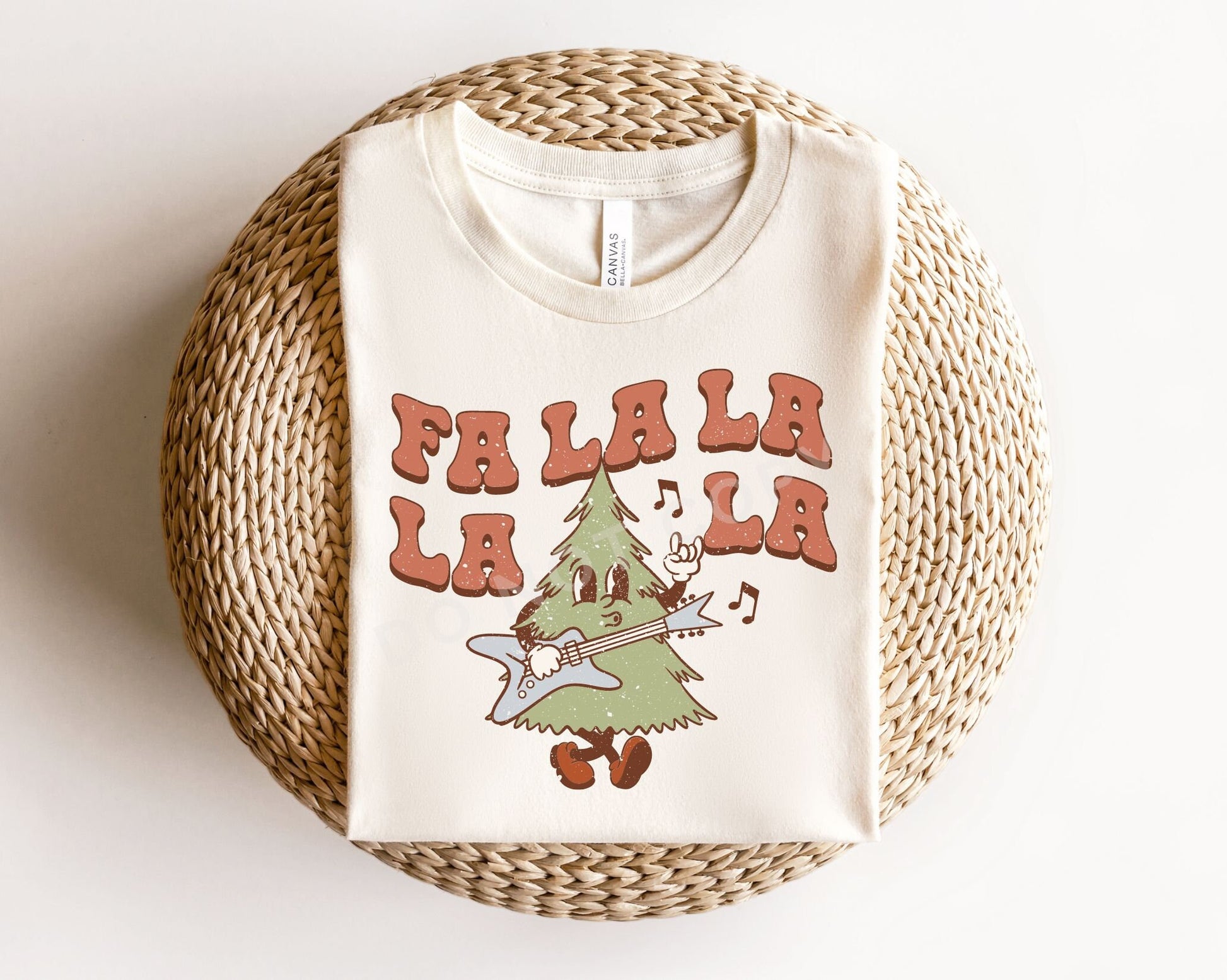 DTF Transfers, Ready to Press, Heat Transfer, Direct to Film, Custom Transfers, Retro Tree, Guitar, Christmas T-shirt Transfer, Fa La La