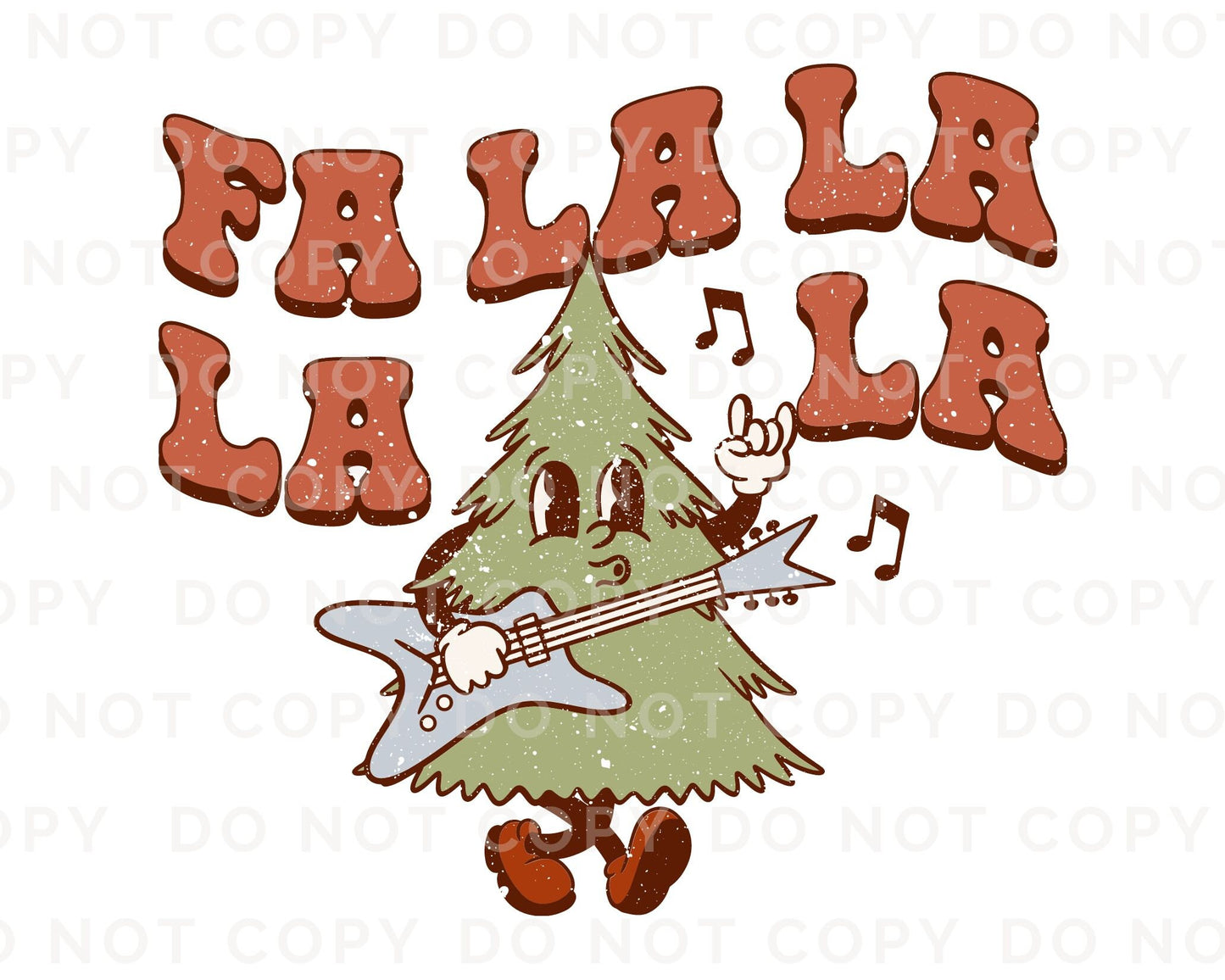 DTF Transfers, Ready to Press, Heat Transfer, Direct to Film, Custom Transfers, Retro Tree, Guitar, Christmas T-shirt Transfer, Fa La La