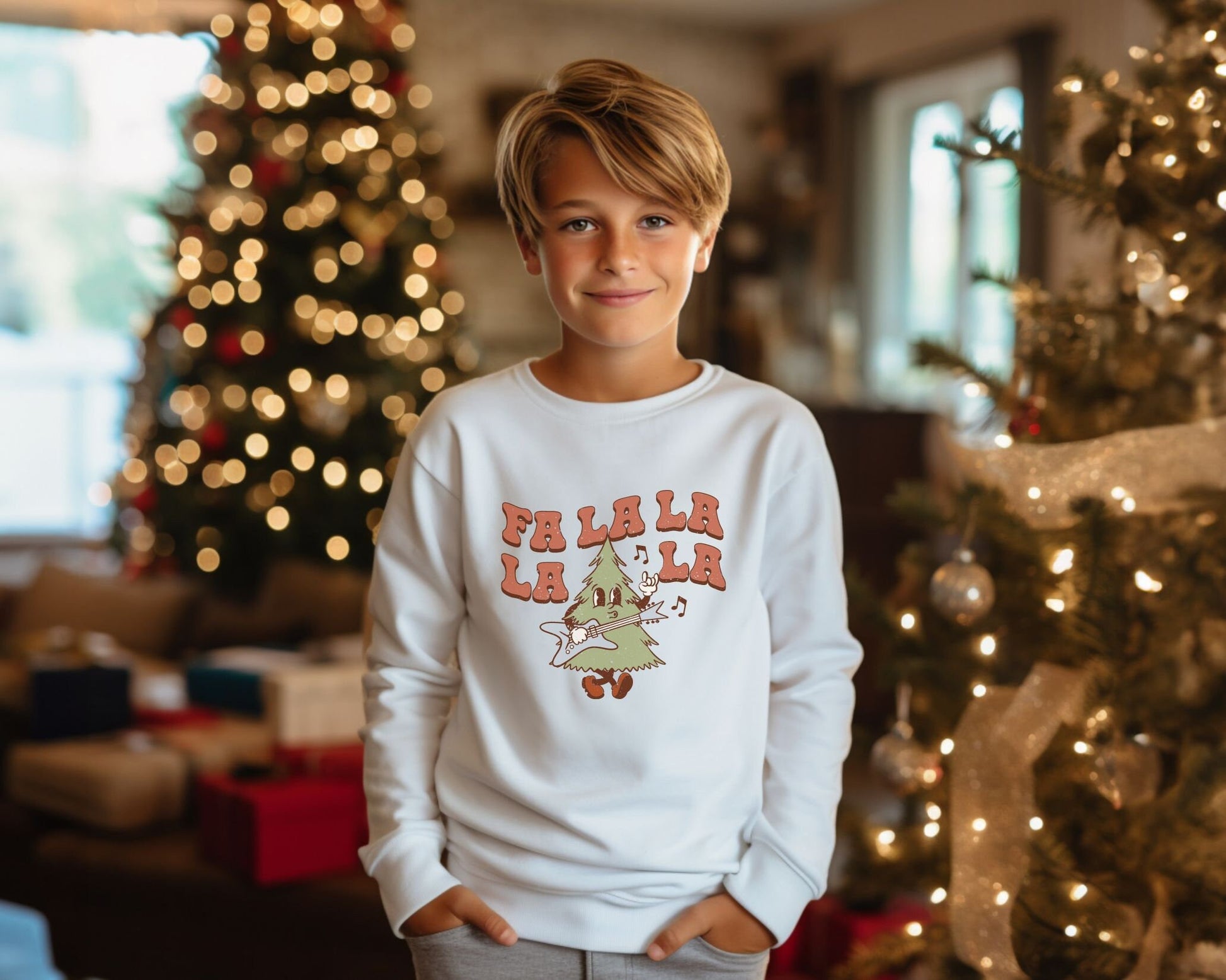 DTF Transfers, Ready to Press, Heat Transfer, Direct to Film, Custom Transfers, Retro Tree, Guitar, Christmas T-shirt Transfer, Fa La La