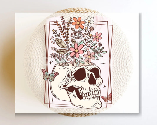 DTF Transfers, Ready to Press, T-shirt Transfers, Heat Transfer, Direct to Film, Custom Transfers, Flower Skull, Skeleton, Floral Skull