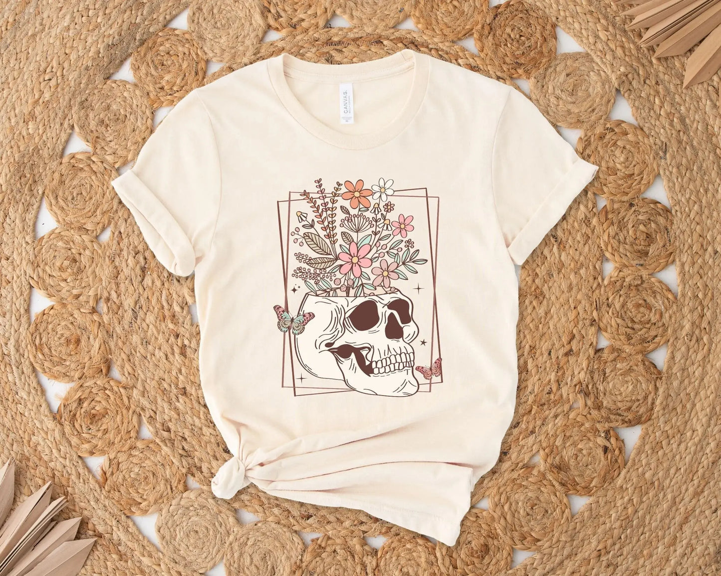 DTF Transfers, Ready to Press, T-shirt Transfers, Heat Transfer, Direct to Film, Custom Transfers, Flower Skull, Skeleton, Floral Skull